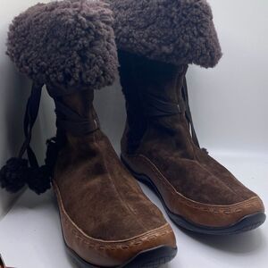 The North Face Isabel I Winter Boots Women's Size 10 Brown Leather Side Zip